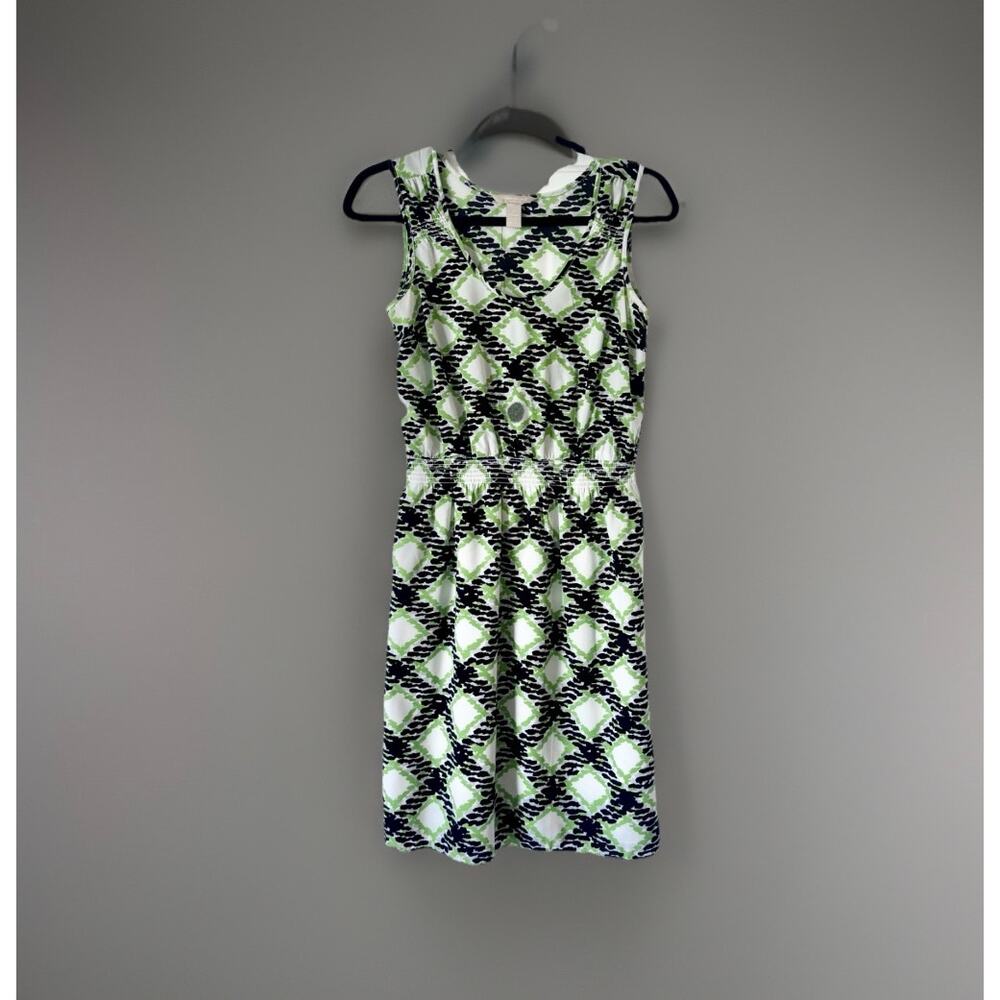 Banana Republic Green Black Geometric Sheath Dress Size 8